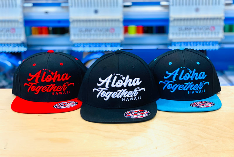 Red White and Blue Aloha Together Hats